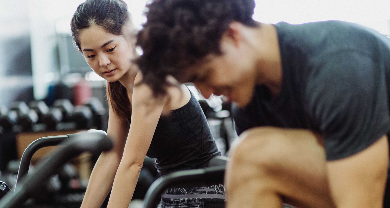 two people training
